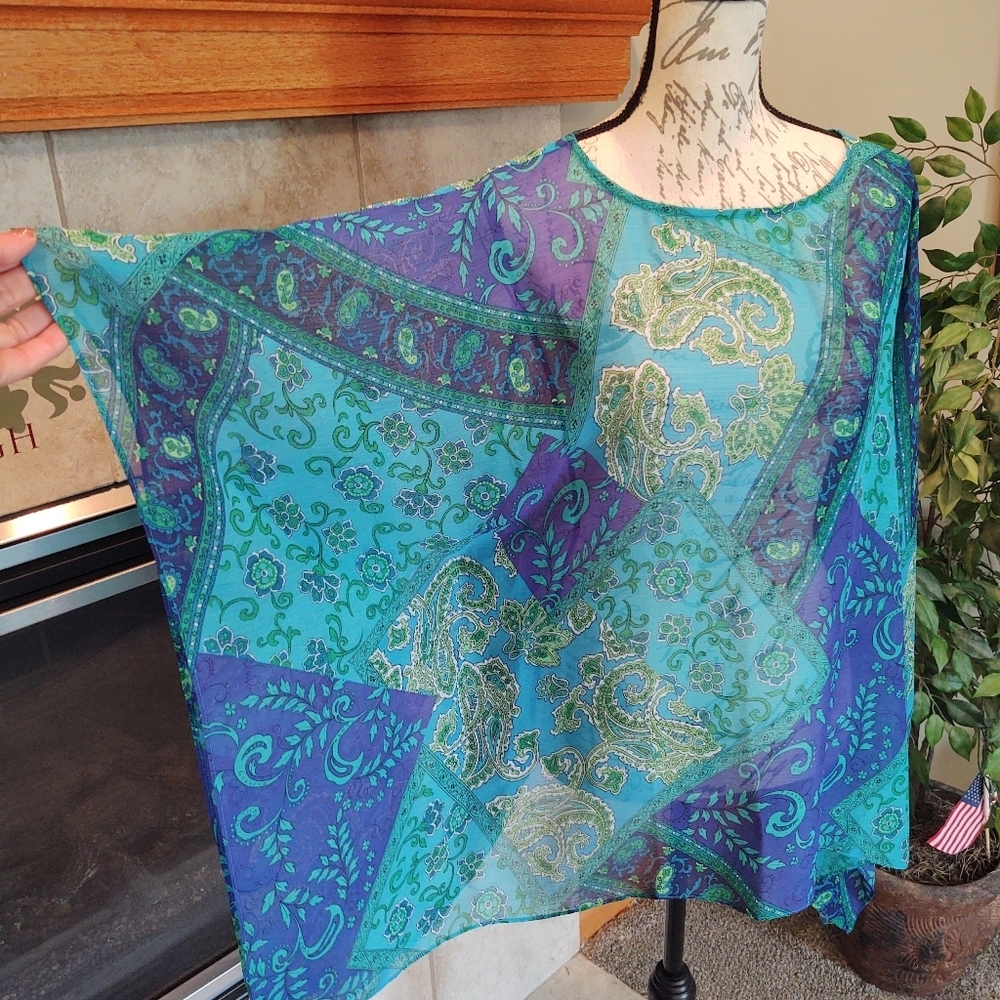 Susan Graver M Semi Sheer Top or Swim Cover! - Picture 6 of 10